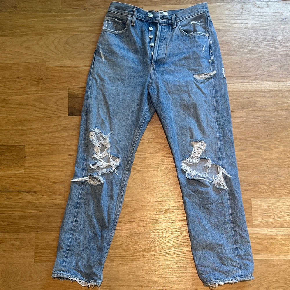 Agolde High Rise Distressed Blue Jeans